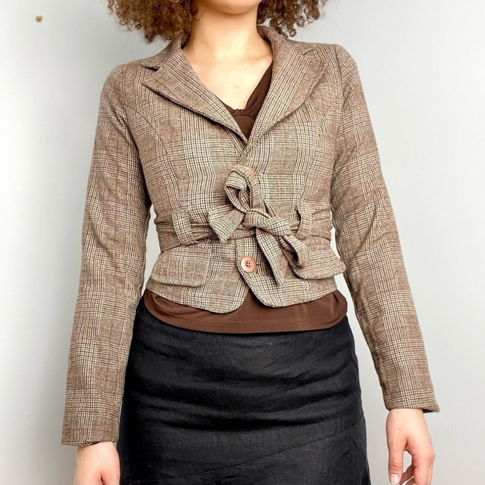 Y2K Brown Plaid Jacket